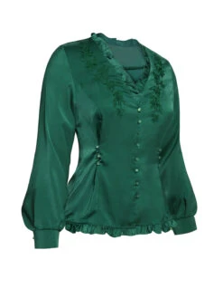 Dark Green 1950s Floral Mullein Edge Tops -Retro Pulse Shop SCV021503 DG 0 4