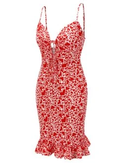 Red 1960s Heart Strap Fishtail Dress -Retro Pulse Shop SCV021518 3