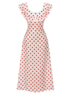 White 1930s Polka Dot Sleeveless Dress -Retro Pulse Shop SCV021520 2