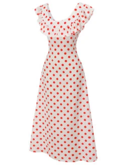 White 1930s Polka Dot Sleeveless Dress -Retro Pulse Shop SCV021520 4