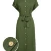 Green 1940s Solid Belted Slit Dress -Retro Pulse Shop SCV021538 01 compressed