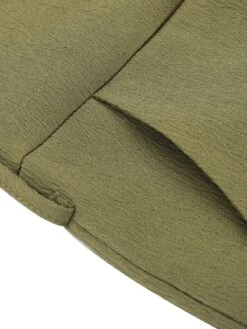 Army Green 1950s V-Neck Button Waist Tie Romper -Retro Pulse Shop SCV021539 5 1