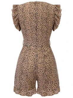 1930s Leopard Print Mullet Sleeves V-neck Romper -Retro Pulse Shop SCV021541 3