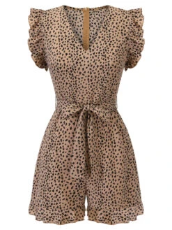 1930s Leopard Print Mullet Sleeves V-neck Romper -Retro Pulse Shop SCV021541 7