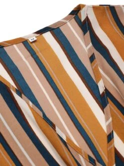 Earth Yellow 1950s Stripes Wrap Waist Dress -Retro Pulse Shop SCV021566 4