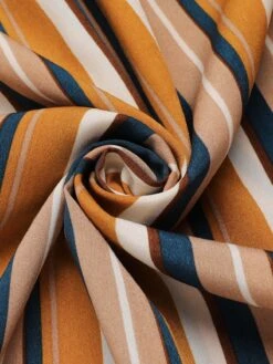 Earth Yellow 1950s Stripes Wrap Waist Dress -Retro Pulse Shop SCV021566 5