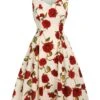 1950s Floral Sleeveless Heart Collar Dress -Retro Pulse Shop SCV021568 1