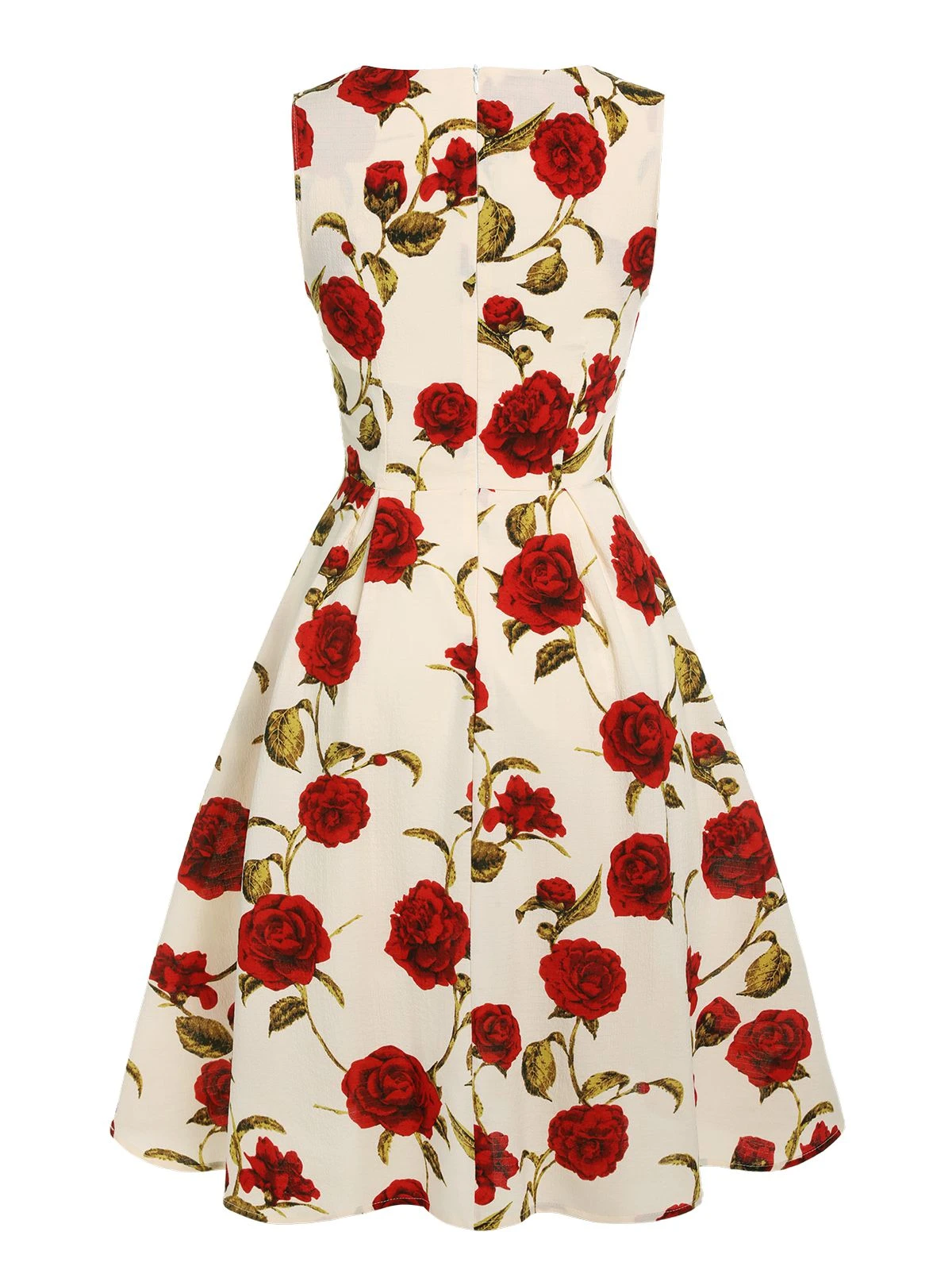 1950s Floral Sleeveless Heart Collar Dress 4 1950s Floral Sleeveless Heart Collar Dress - Image 2
