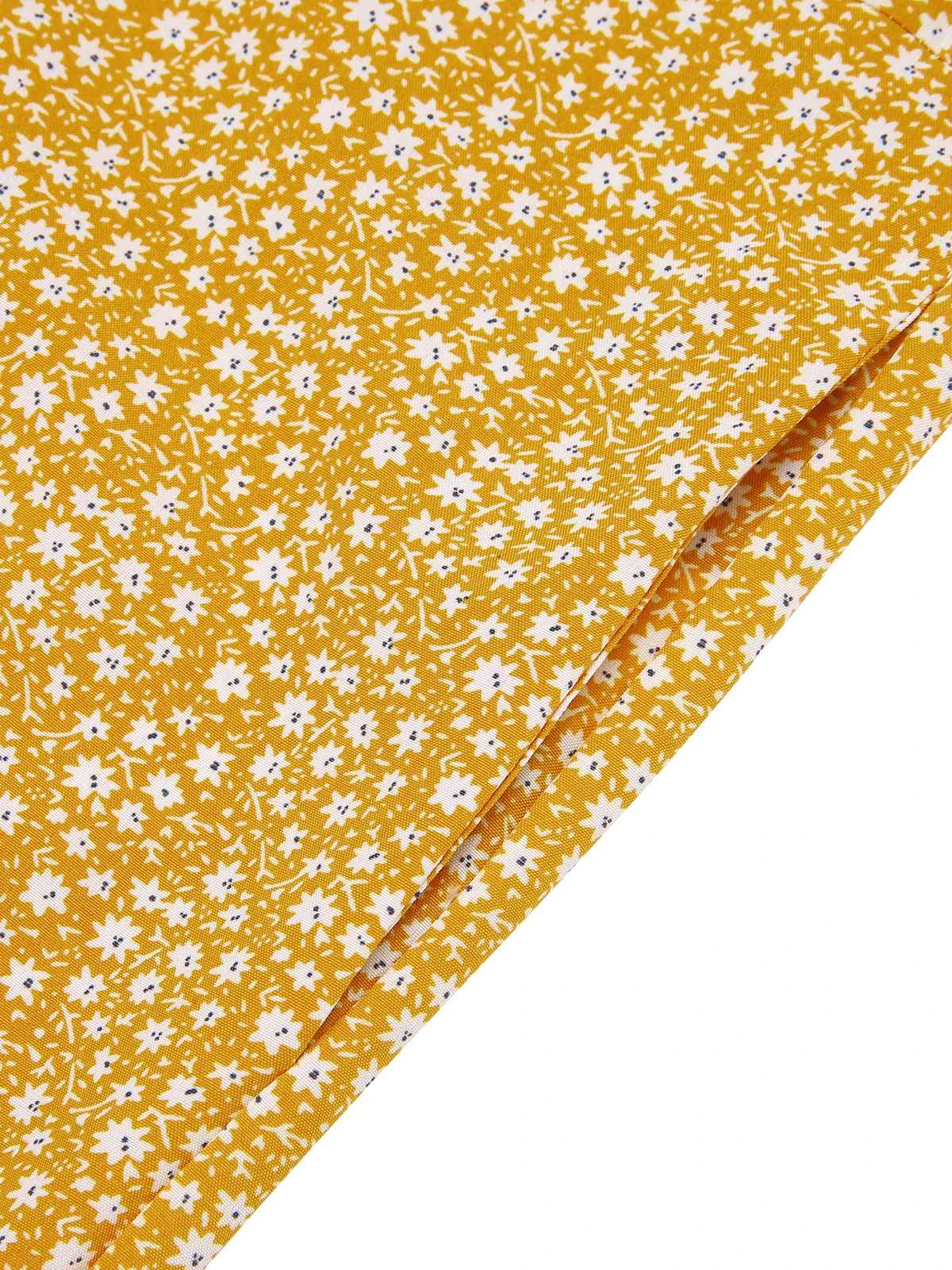 Yellow 1930s Floral Ruffles Tie Jumpsuit 8 Yellow 1930s Floral Ruffles Tie Jumpsuit - Image 6