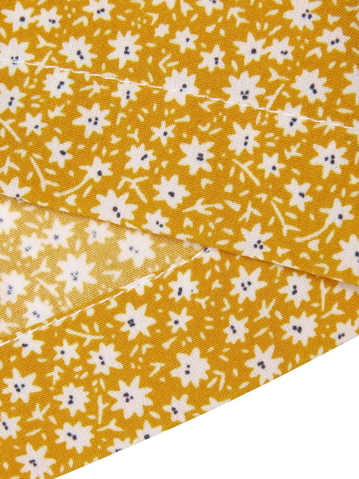 Yellow 1930s Floral Ruffles Tie Jumpsuit 9 Yellow 1930s Floral Ruffles Tie Jumpsuit - Image 7