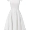 White 1950s Lace Patchwork Solid Dress 2 White 1950s Lace Patchwork Solid Dress -Retro Pulse Shop SCV021608 1