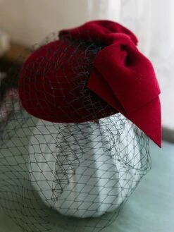 Retro Wine Red Bowknot Fascinator 11 Retro Wine Red Bowknot Fascinator -Retro Pulse Shop SCW000565 3