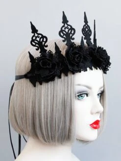 Black Halloween Flowers Crown Headband -Retro Pulse Shop SCW000663 1