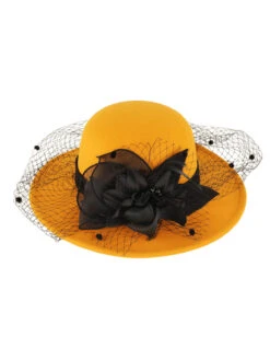Retro Flower Net Round Top Hat -Retro Pulse Shop SCW000691 1