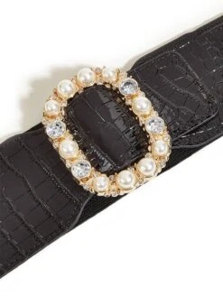 Black Retro Wide Belt With Pearl -Retro Pulse Shop SCW000699 B 3