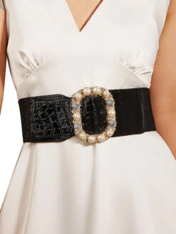 Black Retro Wide Belt With Pearl -Retro Pulse Shop SCW000699 B 4