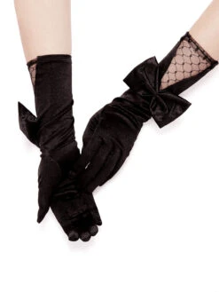 Black Vintage Bowknot Mesh Stitching Gloves -Retro Pulse Shop SCWL000042 2