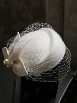 Vintage Pearl Decor Mesh Berets Woolen Hat -Retro Pulse Shop SCWL000048 W 4