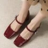 Retro Glossy Leather Chunky Heel Shoes -Retro Pulse Shop SCWL000060 WR 1 2