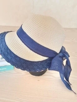 Retro Contrast Braided Bow Sun Hat