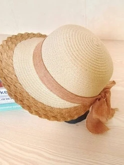 Retro Contrast Braided Bow Sun Hat -Retro Pulse Shop SCWL000068 KH 1 2