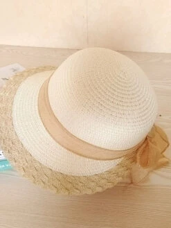 Retro Contrast Braided Bow Sun Hat -Retro Pulse Shop SCWL000068 LK 1 3