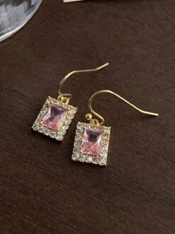 Rose Gold Rhinestones Geometric Earrings -Retro Pulse Shop SCWL000078 RG 1 2