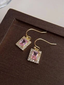 Rose Gold Rhinestones Geometric Earrings -Retro Pulse Shop SCWL000078 RG 1 6