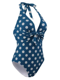 Halter Polka Dot One-Piece Swimsuit -Retro Pulse Shop SCX000064 BL 2