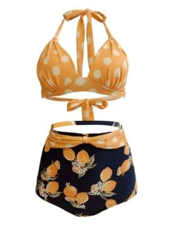 Lemon Polka Dot Halter Bikini -Retro Pulse Shop SCX000099 Y 1 09970320 9456 4a28 80d7 afee916fda45