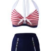 Navy Red 1950s Stripe Halter Bikini -Retro Pulse Shop SCX000100 YDF1 1