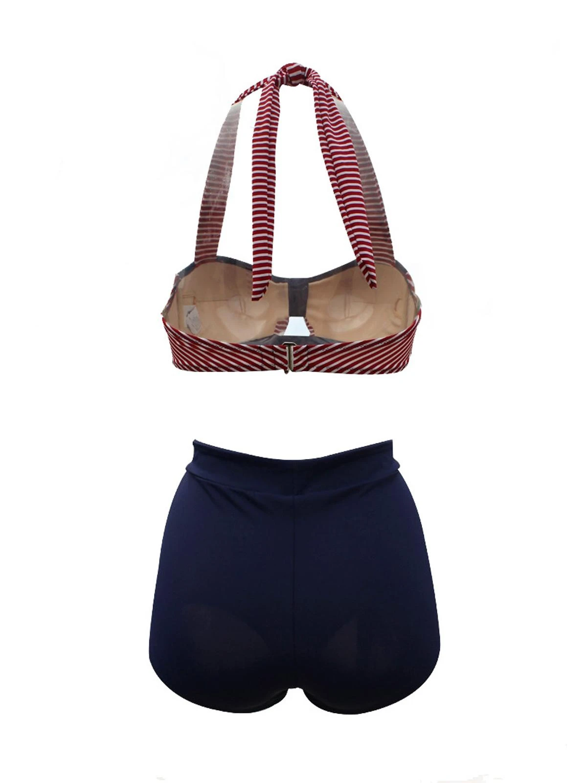 Stripe Patchwork Bow Halter Bikini 5 Stripe Patchwork Bow Halter Bikini - Image 3