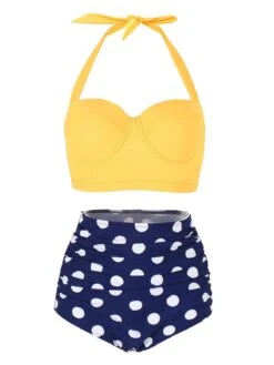 Polka Dot Halter Pleated Bikini -Retro Pulse Shop SCX000108 Y 1 a58b8211 beb2 437b b674 5bdc8b6f903b