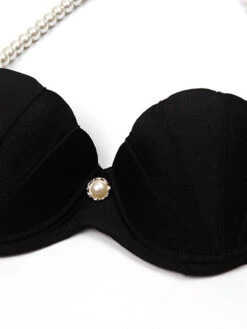 Black 1960s Shell Pearl Halter Bikini Set 11 Black 1960s Shell Pearl Halter Bikini Set -Retro Pulse Shop SCX000566 5