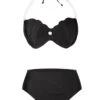 Black 1960s Shell Pearl Halter Bikini Set 1 Black 1960s Shell Pearl Halter Bikini Set -Retro Pulse Shop SCX000566 7