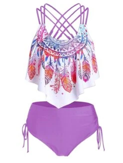 1950s Spaghetti Strap Feather Tankini Set 14 1950s Spaghetti Strap Feather Tankini Set -Retro Pulse Shop SCX000784 2