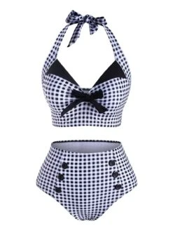 Black Checked Halter Bowknot Bikini Set -Retro Pulse Shop SCX000789 f28aaa80 1049 4262 bb0b 4f71608f6639