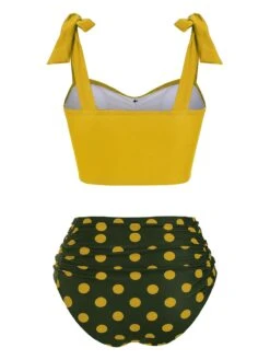 1950s Bowknot Spaghetti Strap Button Bikini -Retro Pulse Shop SCX000821 2