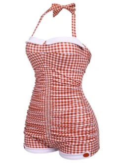 [Pre-Sale] Checked 1950s Halter Bowknot One-piece Swimsuit -Retro Pulse Shop SCX000948 2 e886d21c 4ad7 4f7a 997f a7facc7486a0
