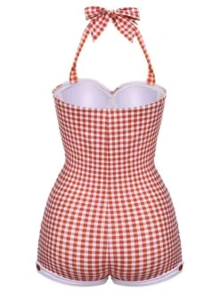 [Plus Size] Checked 1950s Halter Bowknot One-piece Swimsuit -Retro Pulse Shop SCX000948 3 c7bba643 2ce1 4716 adbd 5b7b60fb9af1