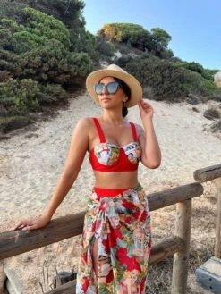 3PCS Red Retro Lady Bikini Set -Retro Pulse Shop SCX000950 PAT1 M 1