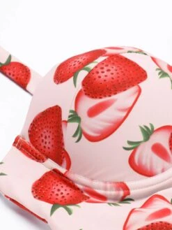 1950s Strawberry Halter Lace-Up Pleated Bikini Set 15 1950s Strawberry Halter Lace-Up Pleated Bikini Set -Retro Pulse Shop SCX001010 6