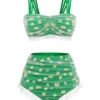[Pre-Sale] Green 1950s Summer Daisy Strap Swimsuit -Retro Pulse Shop SCX001099 1 1