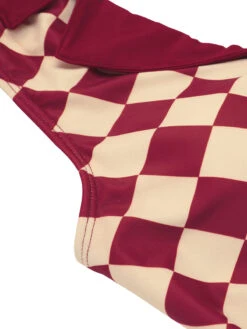 1930s Burgundy Diamond Lapel One-Piece Swimsuit -Retro Pulse Shop SCX001121 5