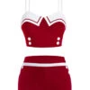 [Pre-Sale] Red 1950s Spaghetti Buttons Swimsuit -Retro Pulse Shop SCX001125 NB