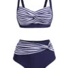 1950s Stripe Twisted Patchwork Strap Swimsuit -Retro Pulse Shop SCX001140 NB 1
