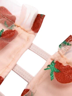 Red 1940s Strawberry Mesh Strap Swimsuit -Retro Pulse Shop SCX001194 4