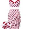Red 1950s Polka Dot Pleated Swimsuit -Retro Pulse Shop SCX001270 10