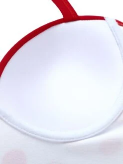 Red 1950s Polka Dot Pleated Swimsuit -Retro Pulse Shop SCX001270 6