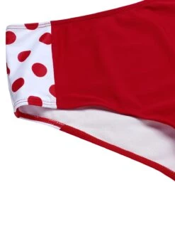 Red 1950s Polka Dot Pleated Swimsuit -Retro Pulse Shop SCX001270 8